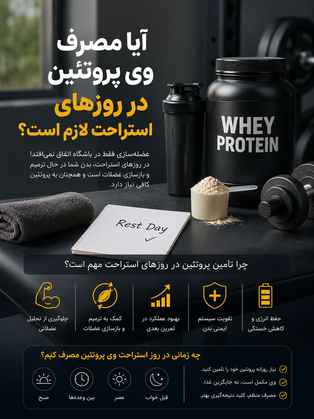 مصرف وی پروتئین در روز استراحت